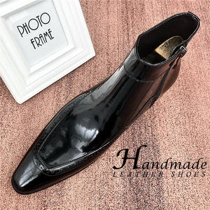 Botas de cuero formales de negocios para hombre, botines Chelsea de estilo británico con punta en pico, mocasines de cuero vacuno. - Product Image 3