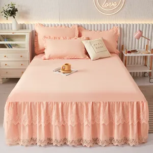 100% polyester Princess Lace Bed Skirt decorative elastic four seasons sheet bedspread