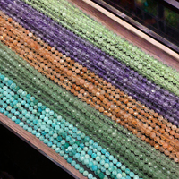 Perles de pierres précieuses naturelles facettées de coupe fine de 3 mm, brin lâche pour la fabrication de bijoux, pierre facettée de designer DIY