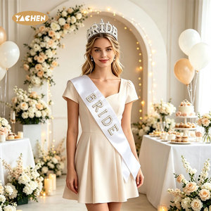 Set Tiara, Fascia e Velo da Sposa YACHEN con Strass e Perle - Accessori all'Ingrosso per Addio al Nubilato e Feste Nuziali - Product Image 5
