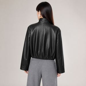 Nouvelle Collection 2026 : Blousons Utilitaires <span class=keywords><strong>en</strong></span> PU <span class=keywords><strong>pour</strong></span> <span class=keywords><strong>Femme</strong></span> – Style <span class=keywords><strong>Aviateur</strong></span>, Col Montant, Boutons, Poches à Rabat, Coupe Ajustée, Manteaux Courts <span class=keywords><strong>en</strong></span> <span class=keywords><strong>Cuir</strong></span> <span class=keywords><strong>pour</strong></span> Automne-Hiver - Product Image 3