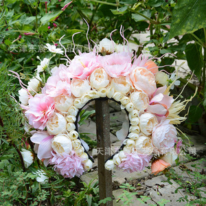 Accesorio para el Cabello Hanfu de Dongchen Crafts, Diadema de Flores de Seda Roja de 36 cm de Ancho para Accesorios de Fotografía de Bodas - Product Image 2