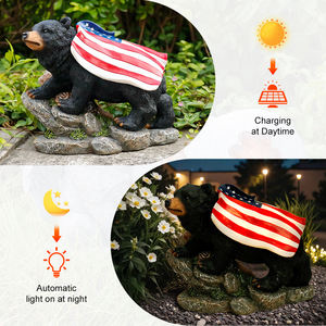 Bandera de energía solar con estatua de oso negro, decoración del hogar de Halloween - Product Image 4