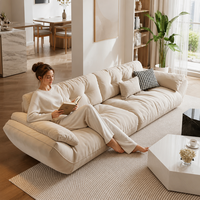 Nouveau canapé de salon en tissu anti-griffures pour petits espaces, style crème nuage, minimaliste moderne, lignes droites, rembourré