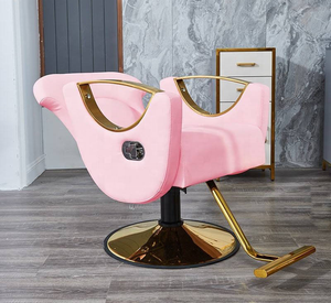 Chaise de Salon Rose en Promotion, Chaise de Coiffure Exécutive et Miroir, Chaise de Salon Inclinable Rose à Vendre LC292 - Product Image 2