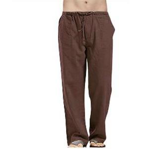 Groothandel Heren Casual <span class=keywords><strong>Cargo</strong></span> Broeken Middelhoge Taille Losse Rechte Ademend Effen Kleur Linnen Broeken Plus Sizes Lichtgewicht - Product Image 4