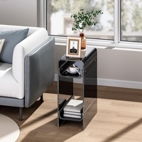 Table d'appoint pliable moderne en acrylique transparent, table de chevet étroite et table de chevet pour chambre à coucher et salon, petite table d'appoint mince