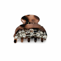 Mini pince à cheveux fantaisie en strass pour le quotidien ; Petite pince requin durable en acétate de cellulose ; Bijou féminin haut de gamme et écologique