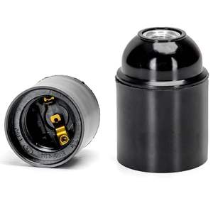 Portalampada E27 in Bakelite Nera, Attacco a Vite Autobloccante, Ideale per Lampade da Interno ed Esterno, Aporta - Product Image 1
