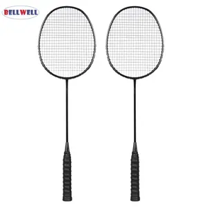 De alta calidad Mini portátil mejor oferta mejores marcas de nombre de plástico de dibujos animados de los niños de fibra de carbono completa raqueta de bádminton neto conjunto