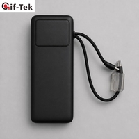 GifTek 10000mAh Li-Polymère Plastique Charge Rapide 15W Portable Type-C Haute Capacité Utilisation Extérieure Câble Power Bank Mobile