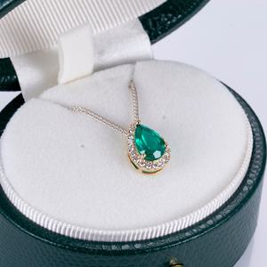 Joyería Messi MSN-636, Colgante de Esmeralda Cultivada en Laboratorio de 18K, Diseño de Pera, para Fiesta/Mujer - Product Image 1