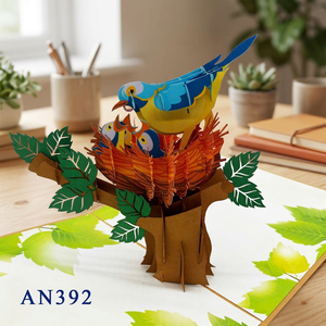 Cartes Pop Art Artisanales en Papier sur le Thème des Oiseaux, Meilleures Ventes, du Vietnam, Cadeaux pour la Saint-Valentin, la Fête des Mères et Thanksgiving - Product Image 3