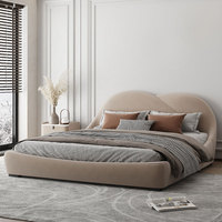 Lit double de style crème minimaliste pour chambre à coucher, lit pour enfants, mobilier de chambre nordique minimaliste