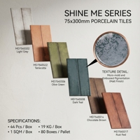 Nouvelle série de carreaux en porcelaine résistants aux acides, antidérapants, mats, pigmentés, 75x300mm, design mural intérieur