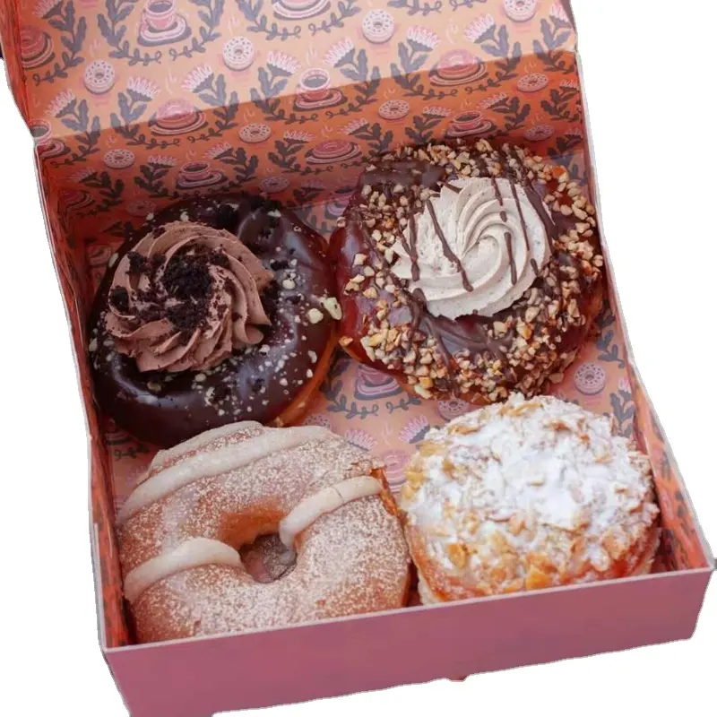 Custom Printing Donut Box 1 2 4 6 12 Printed Packaging Box For Donuts And Sweets