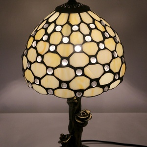 LongHuiJing 8 Inch Retro Pteris Beads Stained Glass Tiffany Style <b>Bedside</b> Reading Lamp - Product Image 5