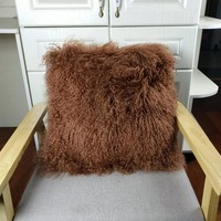 Doux chaud lot couleurs blanc noir marron véritable housse en peau de mouton tibétain coussin en fourrure d'agneau mongol