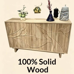 Credenza Multifunzionale in Legno Massello di Faggio, Stile Lusso Leggero, con Intaglio a Rilievo, Mobile Vintage per Ingresso e <span class=keywords><strong>Soggiorno</strong></span> - Product Image 5