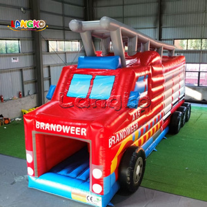 इनडोर आउटडोर पार्टी किराये मनोरंजन इंफ्लेटेबल बाउंस हाउस फायर ट्रक बाउसी कैसल बाधा कोर्स के साथ बाउसी महल - Product Image 5