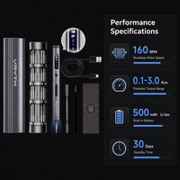 Tournevis électrique sans fil ES1, 3,7 V, couple de 0,35 N.m, 165 tr/min, outil de réparation de précision, 60 embouts S2, rechargeable par USB-C, LED LCD