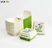 Caja de Embalaje para Hamburguesas Tipo Concha, Material Desechable de Grado Alimenticio, Logotipo Personalizado, Dimensiones Personalizadas