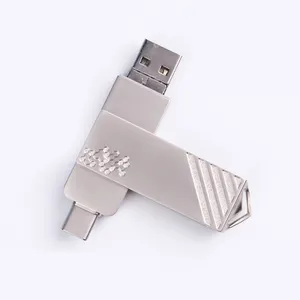 For Mobile Phone/PC Aluminium Alloy Swivel OTG USB Pendrives Fast Speed Cle USB 2.0 3.0 Custom Logo 3 in 1 usb flash drive