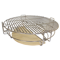 Système de cuisson Premium Divide & Conquer, kit d'accessoires pour barbecue Kamado avec four à pizza en céramique, grille en acier inoxydable, 4 pièces séparées
