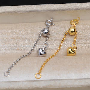 S925 <b>Silver</b> DIY Necklace & Tail <b>Chain</b> Bracelet Buckle <b>Extended</b> Baby <b>Chain</b> with Thick Pearl Jewelry Findings & Components - Product Image 5