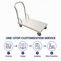 Chariot à plateforme robuste en acier inoxydable de qualité supérieure, design moderne, antirouille, pour usage hospitalier et entrepôt industriel