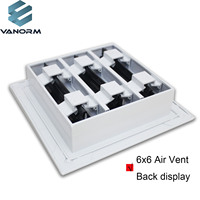 Grille de ventilation linéaire pour systèmes CVC 6x6'' avec 3 fentes et grille de régulation en alliage d'aluminium