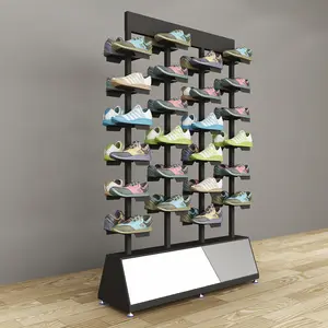High Quality Luxury Shoe Store Furniture Metal Single Double Sided Modern Shoe Rack Shoes Display Stand for Retail Shop