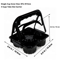 Plateau en plastique réutilisable et jetable avec porte-gobelets pour emporter des gobelets à café, plateau de transport en plastique avec poignée