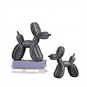 Estatua de Perro de Resina Pintada a Mano con Diseño de Puntos Blancos y Negros, Estilo Chic y Artístico de Newpoint, Decoración para el Hogar, Regalo - Product Image 4