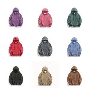Sweat à capuche épais imprimé de logo personnalisé OEM pour hommes Sweats à capuche courts et simples sans cordon de serrage ourlet brut bord bas personnalisables - Product Image 3