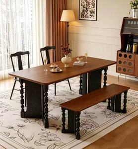 Nuevo Juego de Mesa de Comedor de Madera Maciza Retro con Banco y 2 Sillas para el Hogar, Cocina, Comedor - Product Image 1