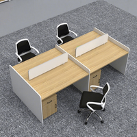 Bureau de travail modulaire ergonomique, écologique et durable de luxe, vente en gros, bureau d'ordinateur en bois pour 4 personnes, bureau moderne minimaliste avec cloison