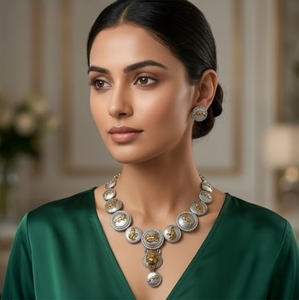 DIVYORO Ensemble de collier et boucles d'oreilles en or et argent, design inspiré de la faune, bijoux de créateur tendance - Product Image 3
