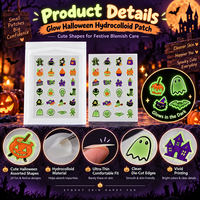Patch anti-acné lumineux festif pour Halloween, en forme de fantôme et de chauve-souris, idéal comme cadeau de fête, OEM