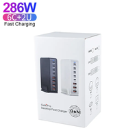 8 Ports 286W GaN chargeur rapide de bureau 30W adaptateur pour EU US AU Plug QC 3.0 PD 100w 18w pour téléphone portable ordinateur portable voyage Gan