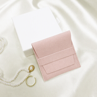 Pochette de luxe ZXF personnalisée avec logo imprimé, petite pochette à rabat en microfibre pour collier et bijoux, 8x8cm
