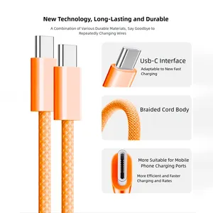 Câble USB-C tressé en nylon PD 60W 5A à charge rapide pour <span class=keywords><strong>iPhone</strong></span> 15/16 Pro Max, iPad, accessoires <span class=keywords><strong>Android</strong></span> et iOS - Product Image 3