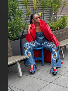 <span class=keywords><strong>Jeans</strong></span> da Donna Vintage a Gamba Larga in Denim a Vita Alta, Tinta Unita, Casual, con Dettaglio a Cuore Vuoto, per Inverno, Estate, Autunno, Stile Streetwear - Product Image 3