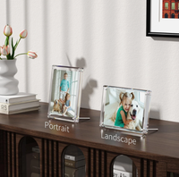 Cadre photo en acrylique Lucite sur pied personnalisé, cadre photo double face en acrylique transparent avec support métallique