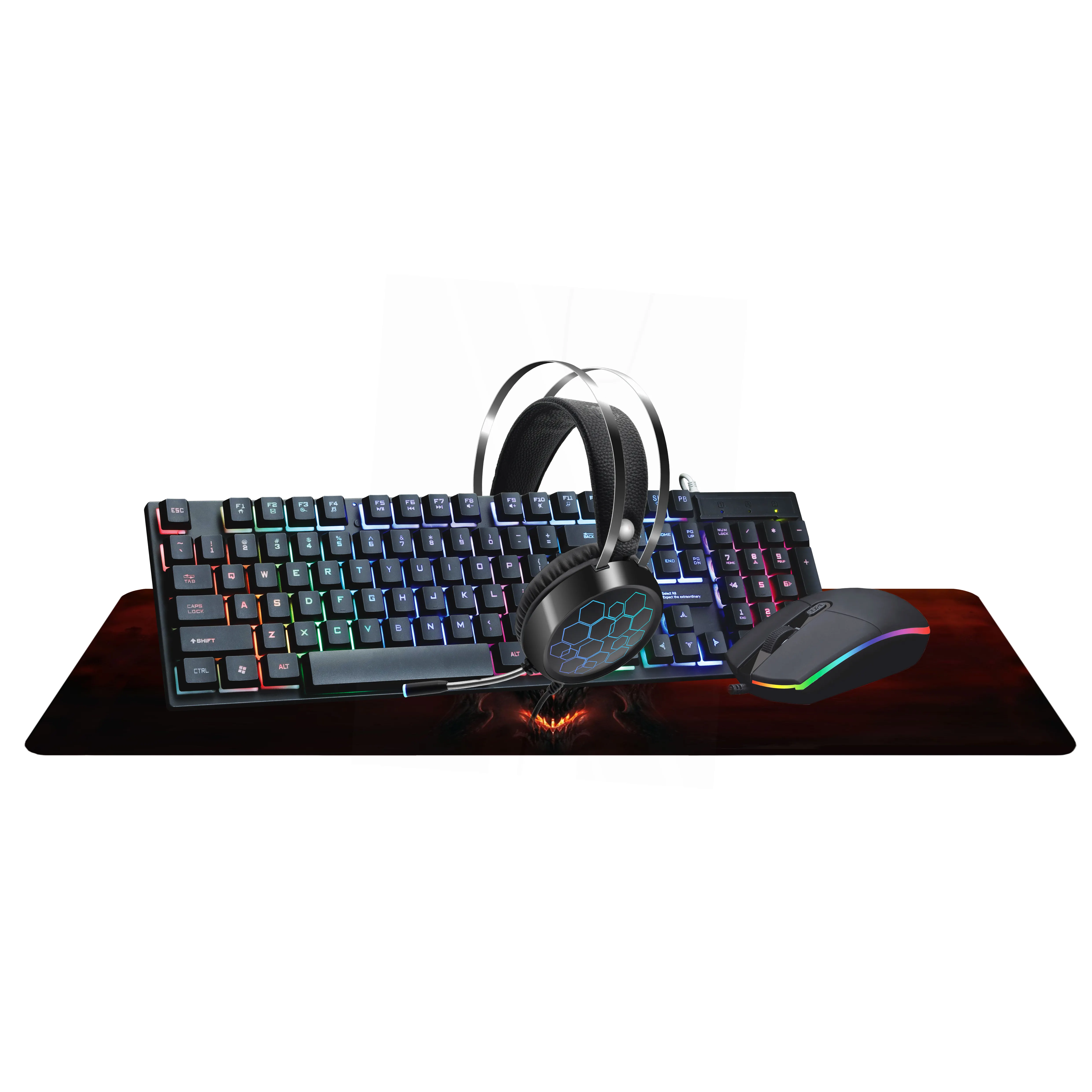 Hot Sale Mouse Keyboard Headset 4 In 1 Gaming Combo Tastatur Mit Maus