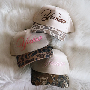 Yeehaw Embroidered Trucker <b>Cap</b> Leopard Print Brim Adjustable <b>Snapback</b> Baseball Hat Unisex Fashion 5-Panel Hat - Product Image 1