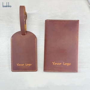 Boshiho - Juego de Funda para Pasaporte y Etiqueta de Equipaje de Cuero Genuino Vintage Personalizado, Accesorio de Viaje - Product Image 2