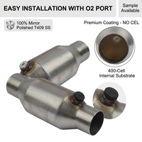 Convertisseur catalytique universel 2,5 pouces à haut débit avec port pour capteur O2, échappement performance en acier inoxydable T409, 400 CPSI, Euro 4/5