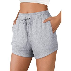 FOXA Womens Sweat Shorts High Waist <b>Drawstring</b> With Pockets Breathable Cotton Spandex Summer Workout Running Casual Shorts - Product Image 1