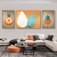 Décoration d'intérieur : Triptyque de Plumes, Peinture Décorative en Porcelaine Cristalline, Peinture Abstraite, Art Mural et Tableau